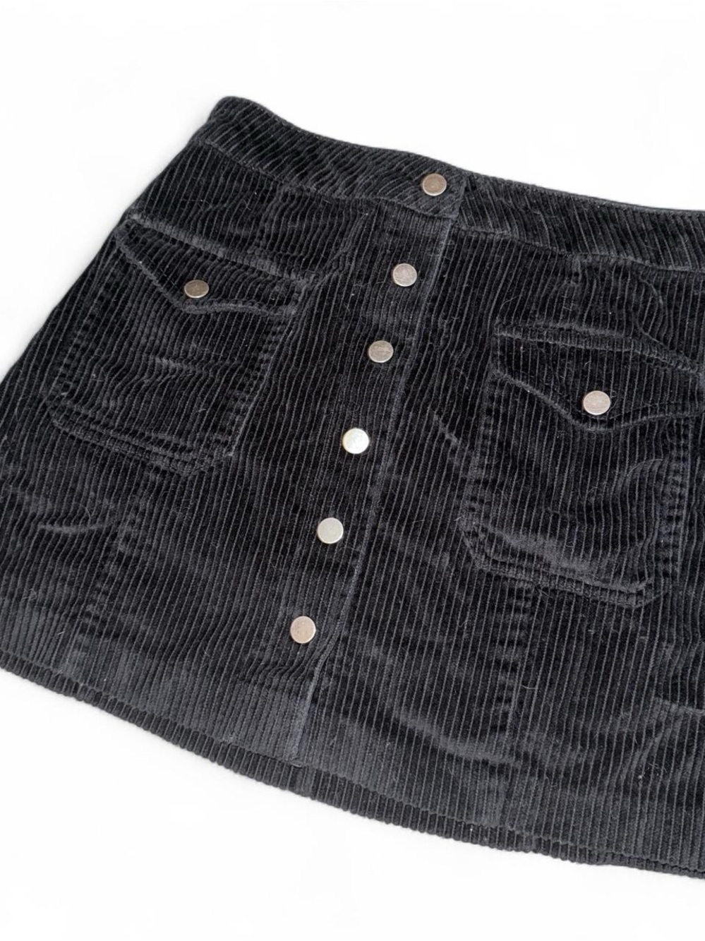 Garage Black Corduroy Button-Front Skirt